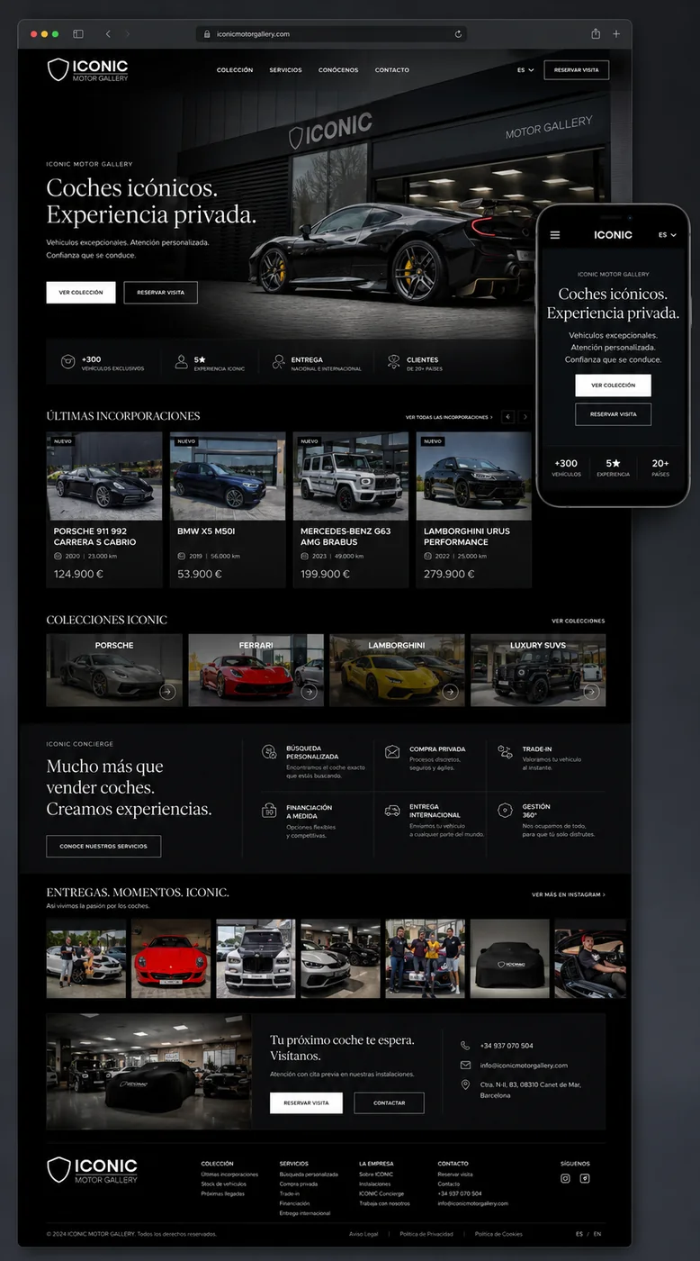 Concepto estratégico de showroom digital para Iconic Motor Gallery